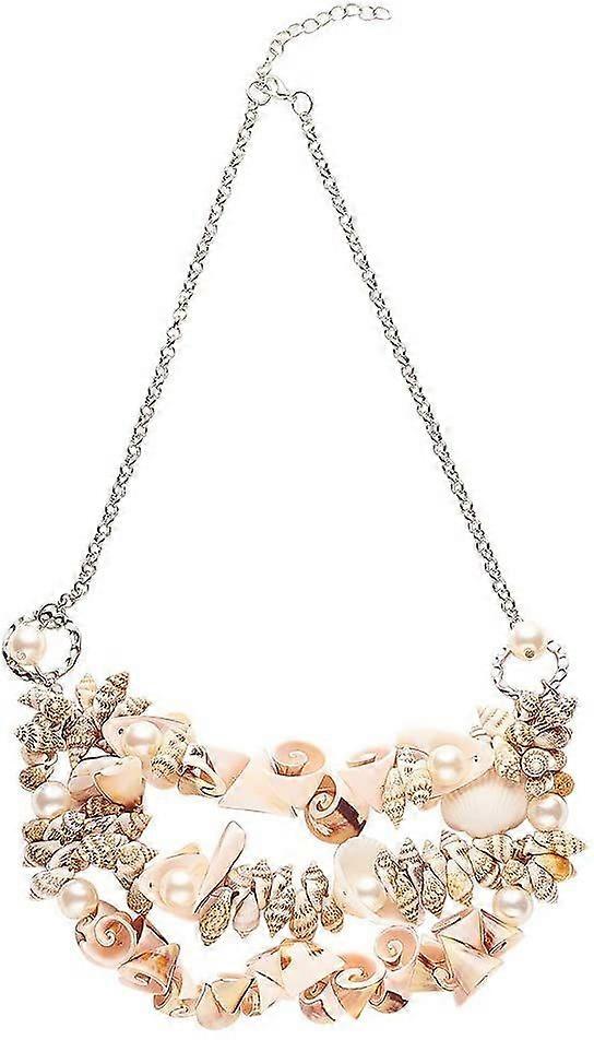 Shell Bib Statement Necklaces Set with Jewelry Cardboard Boxes Platinum 21.8 inch(55.5cm)