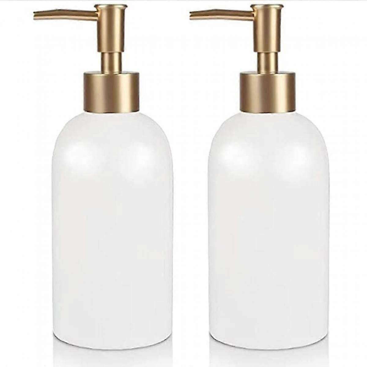 2pc  Ceramic Soap Dispenser Ceramic Soap Pump Dispenser Can Fill Liquid For Bathroom Kitchen