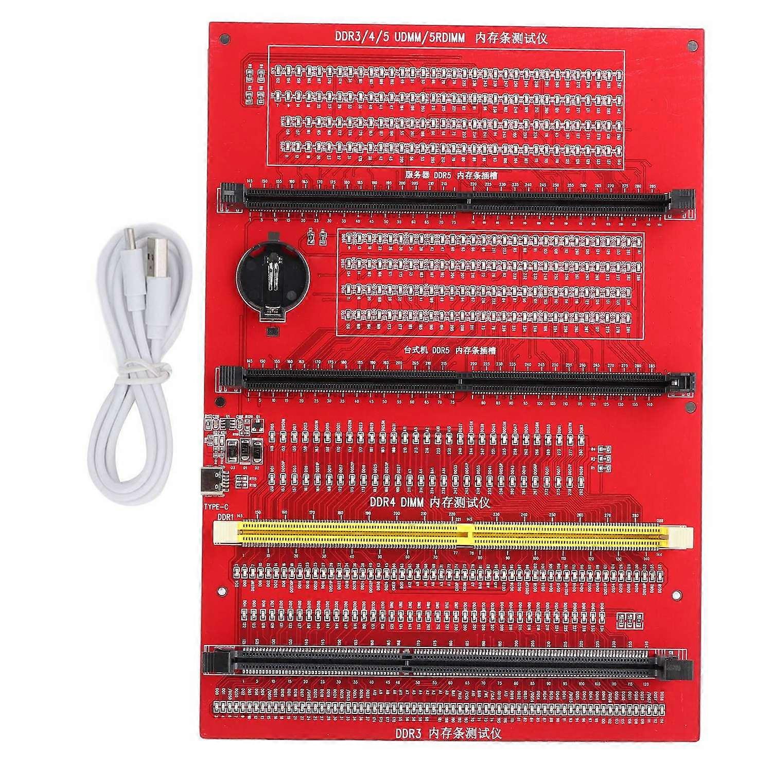 RAM Memory Diagnostic Analyzer 4 in 1 Desktop DDR3 DDR4 DDR5UDMM DDR5RDIMM Tester Card with Light 