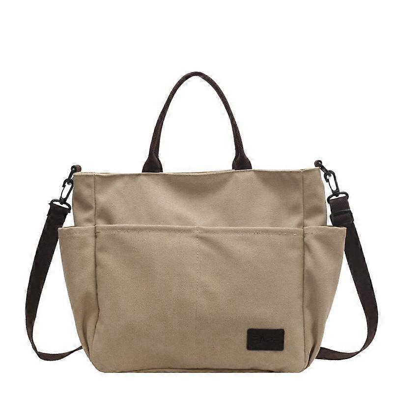 Retro Canvas Bag Women Tote Bag Student Computer Simple Handbag Thickened Crossbody Bag Commuter Zipper Handbag