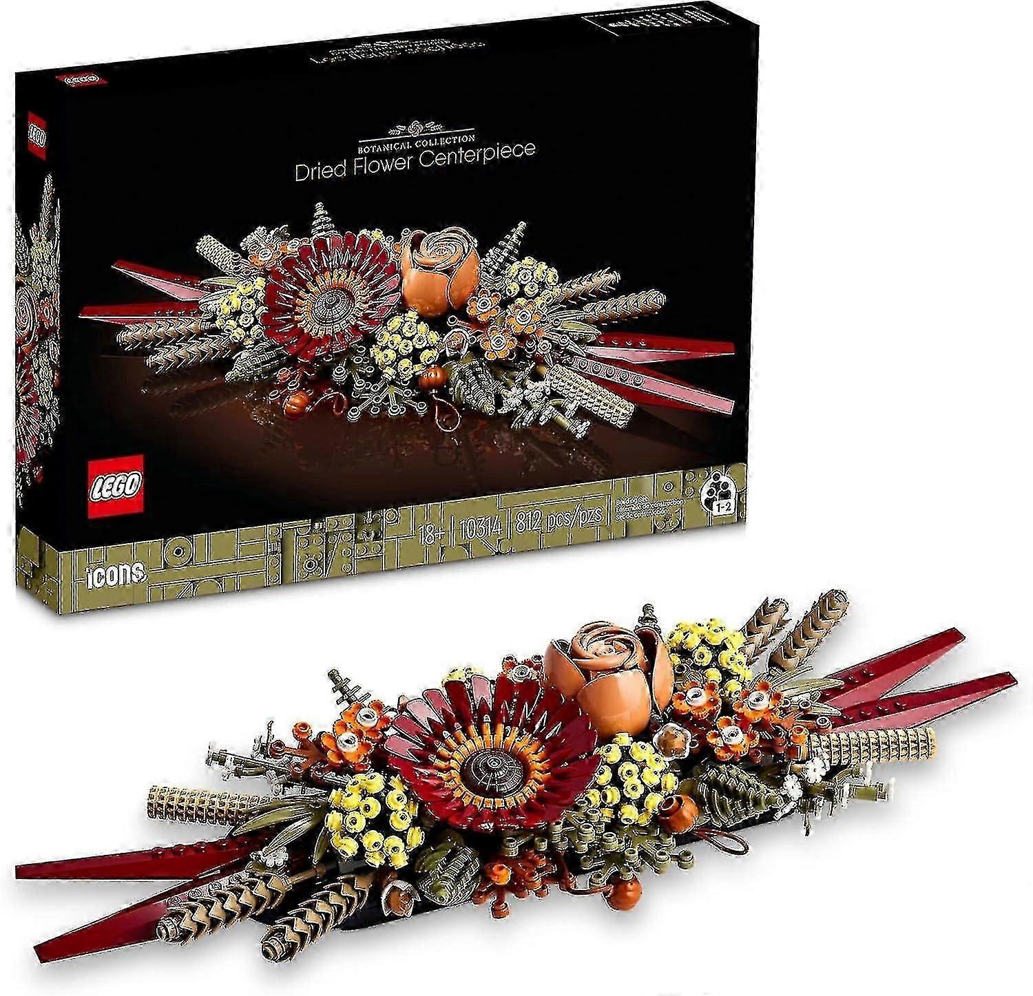 Kurutulmuş Çiçek Merkez Parçası 10314, Yetişkinler İçin Botanik Koleksiyonu El Sanatları Seti, Gül ve Gerbera ile Yapay Çiçekler, Masa Veya Duvar Dekorasyonu, Benzersiz