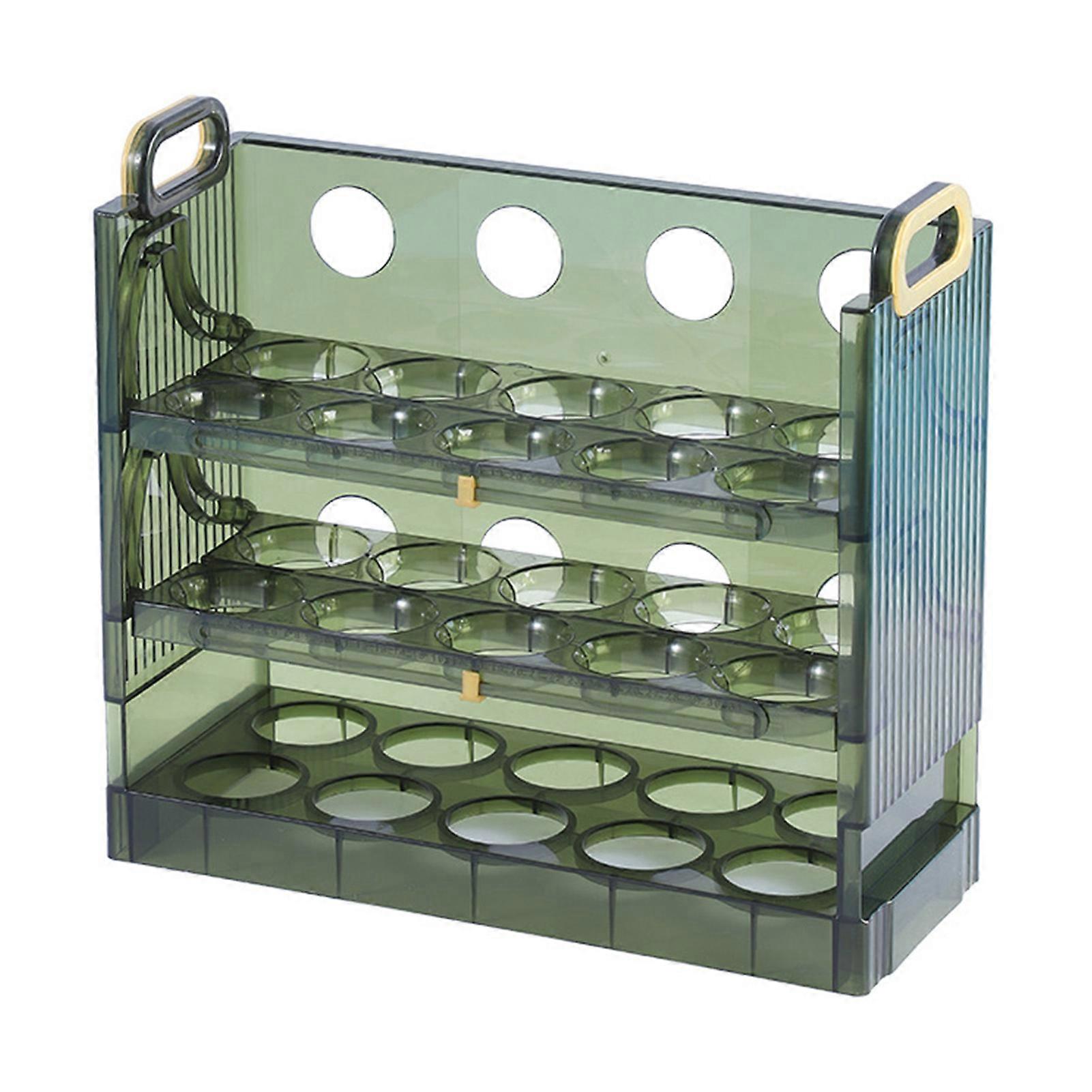 Egg Container 3 Layer 30 Grids Large Capacity Plastic Reversible Space Saving Egg Holder for Fridge