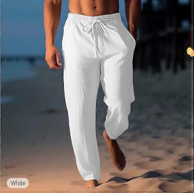 Fashion casual Cotton Pants Solid breathe Length Trouser Plus Size Men Casual Drawstring Sweatpants