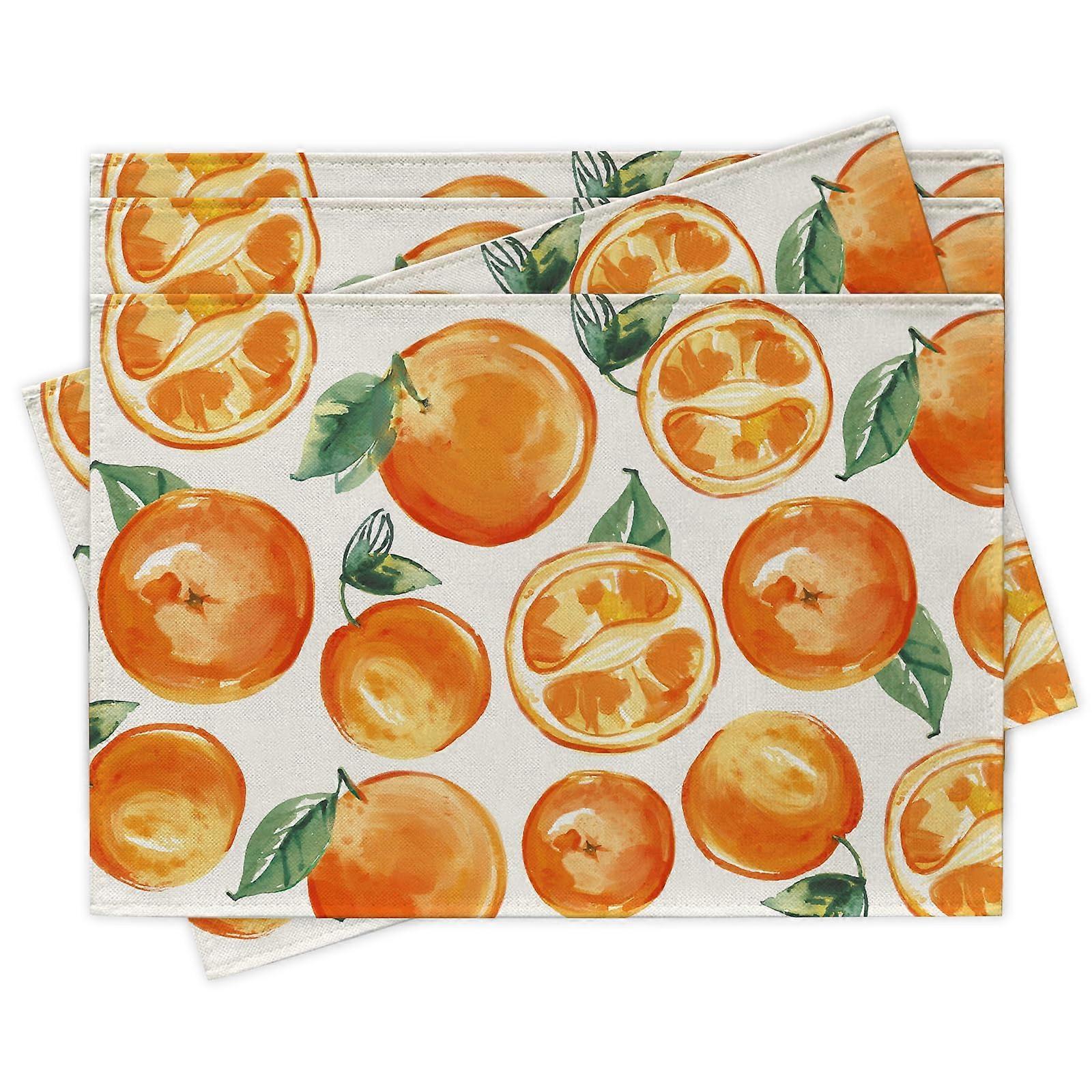 Set of 4 12 x 18 Inch Spring Summer Orange Placemats