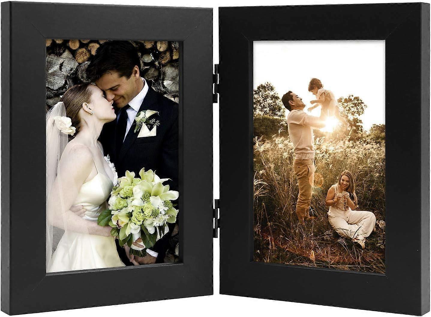 4x6 Double Picture Frame Vertical Hinged - 2 Opening Folding Family Collage Frame