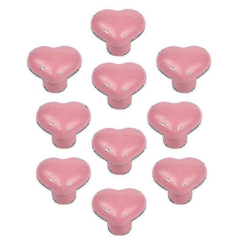 10pcs Ceramic Drawer Knobs Heart Shape Cabinet Dresser Pulls Handles