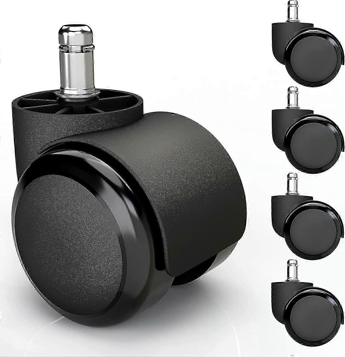 5x Castors for hard floors with silent and scratch-free PVC coating - universal castors(10x22 mm,Black)