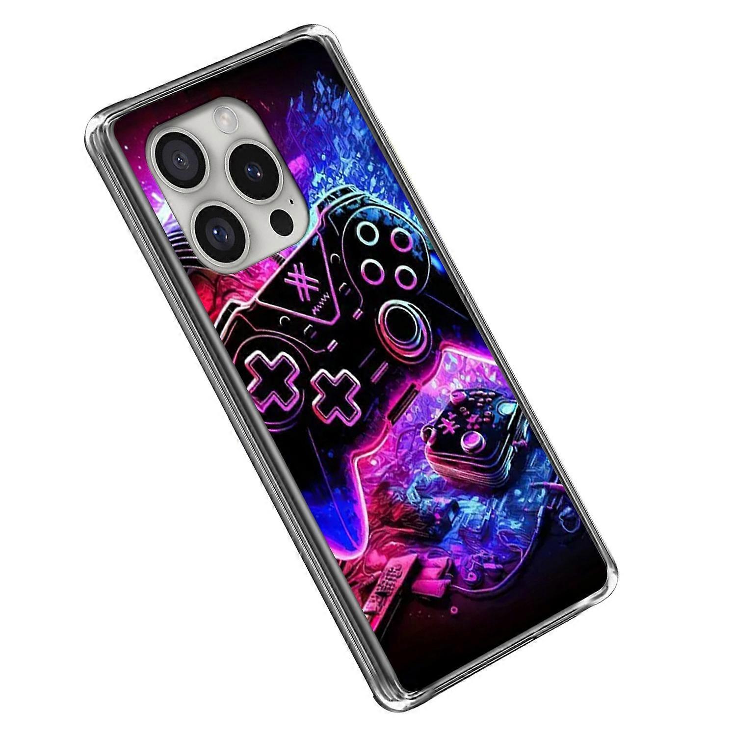 For iPhone 16 Pro Case IMD Pattern Printed Shockproof TPU Phone Cover - Game Controller