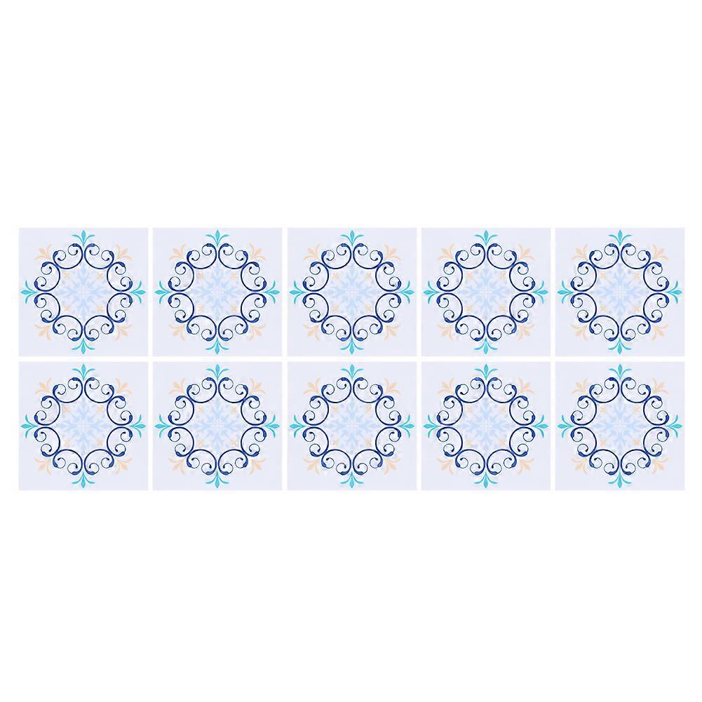 10pcs Unique Flower Pattern Self-adhesive Bathroom Kitchen Wall Tile StickerType 7