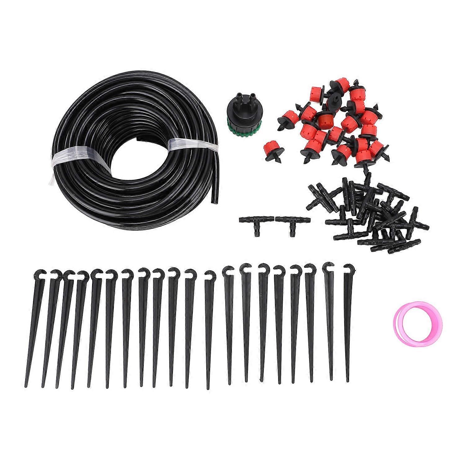 65.6ft Drip Irrigation System Adjustable Dual Way Red Cap Drip Emitters Automatic Sprinkler System K