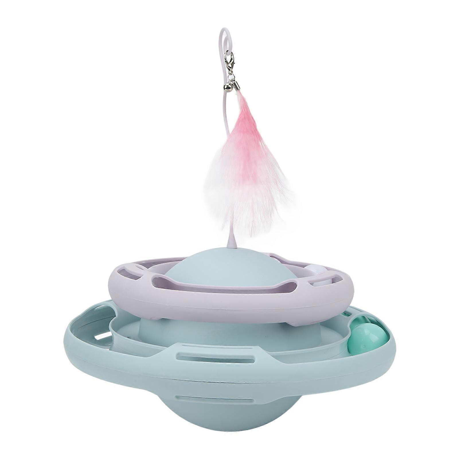 Cat Turntable Toy  Multifunctional Attractive Puzzle Turntable Kitten Toys with Funny Cat Stick for Cats