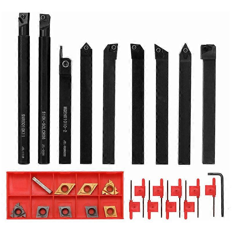 9pcs Turning Tool Set High Hardness Metal Milling Cutter Lathe Tool Holder CNC with Cleat 10mm Blade