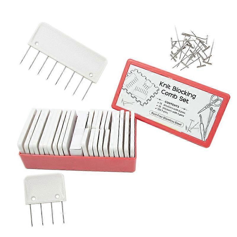 25Pcs Knitting Blocking Combs & 100Pcs Pins Blocking Knitting Crochet
