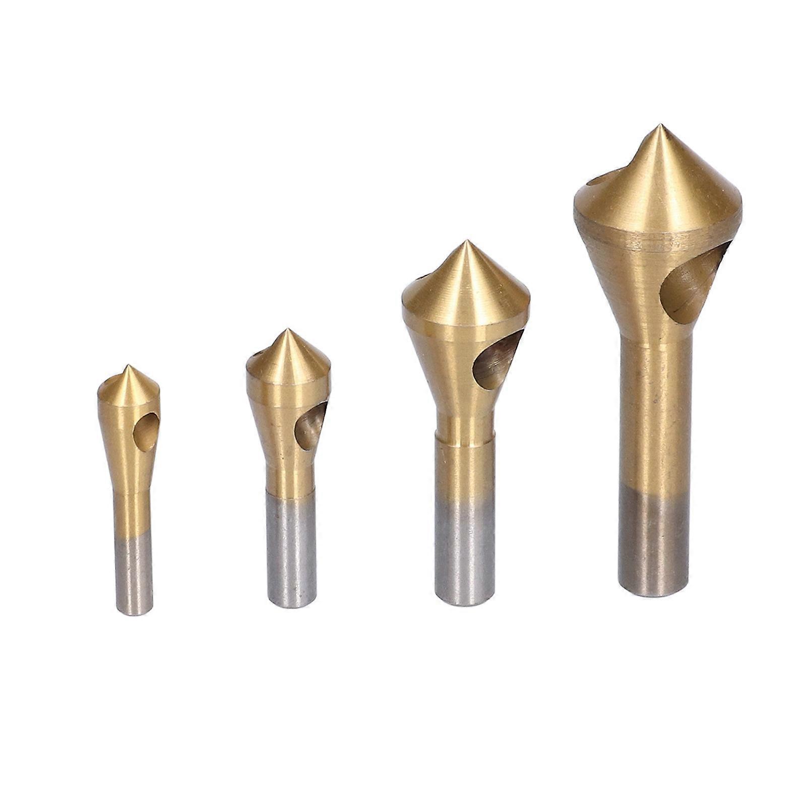 4Pcs Countersink Deburring Drill Bit Taper Hole Cutter High Speed Steel Chamfering Tool