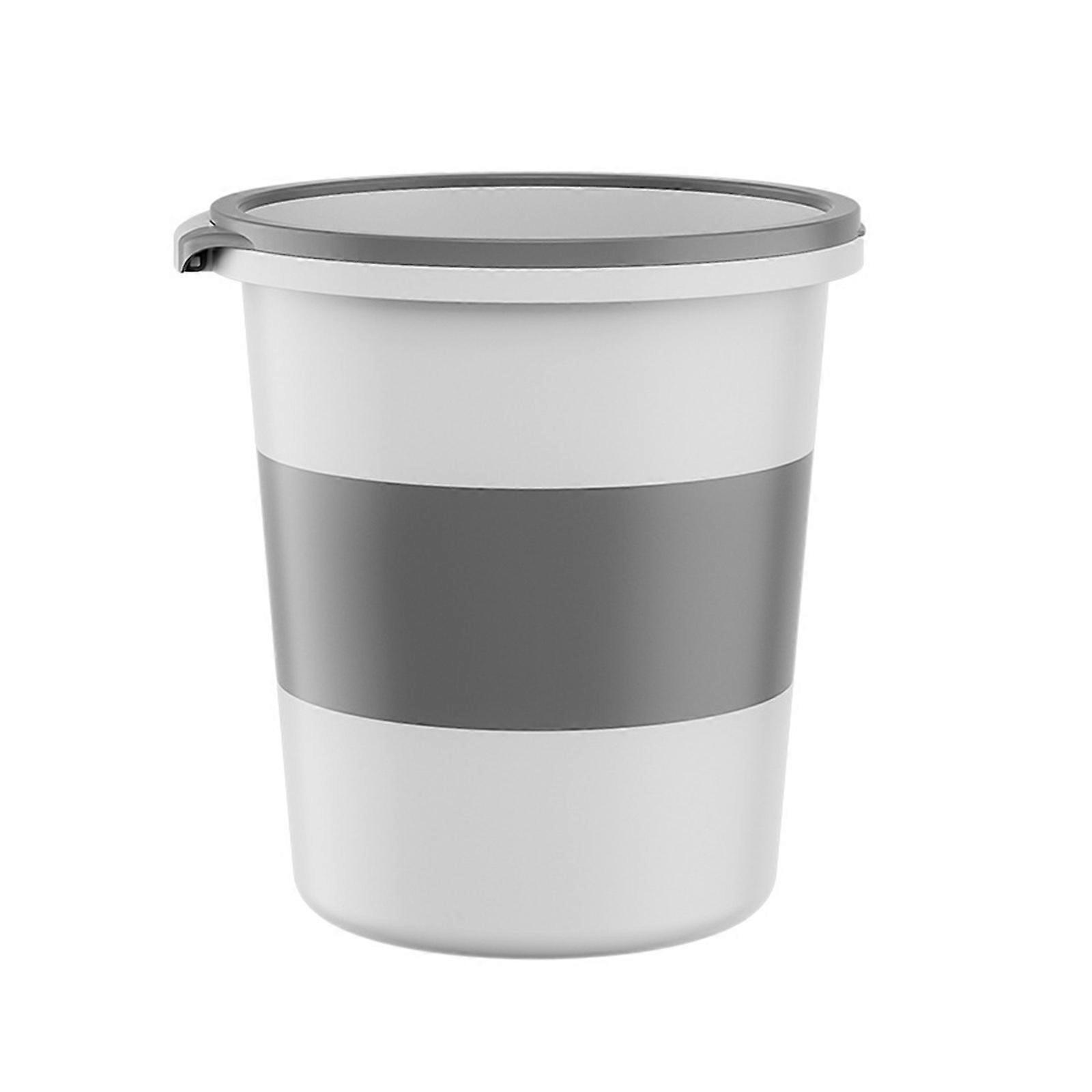 Plastic Small Trash Can Wastebasket,Garbage Container Basket for Bathrooms,Laundry Room,Kitchens,Offices,Kids Rooms,Dorm white gray