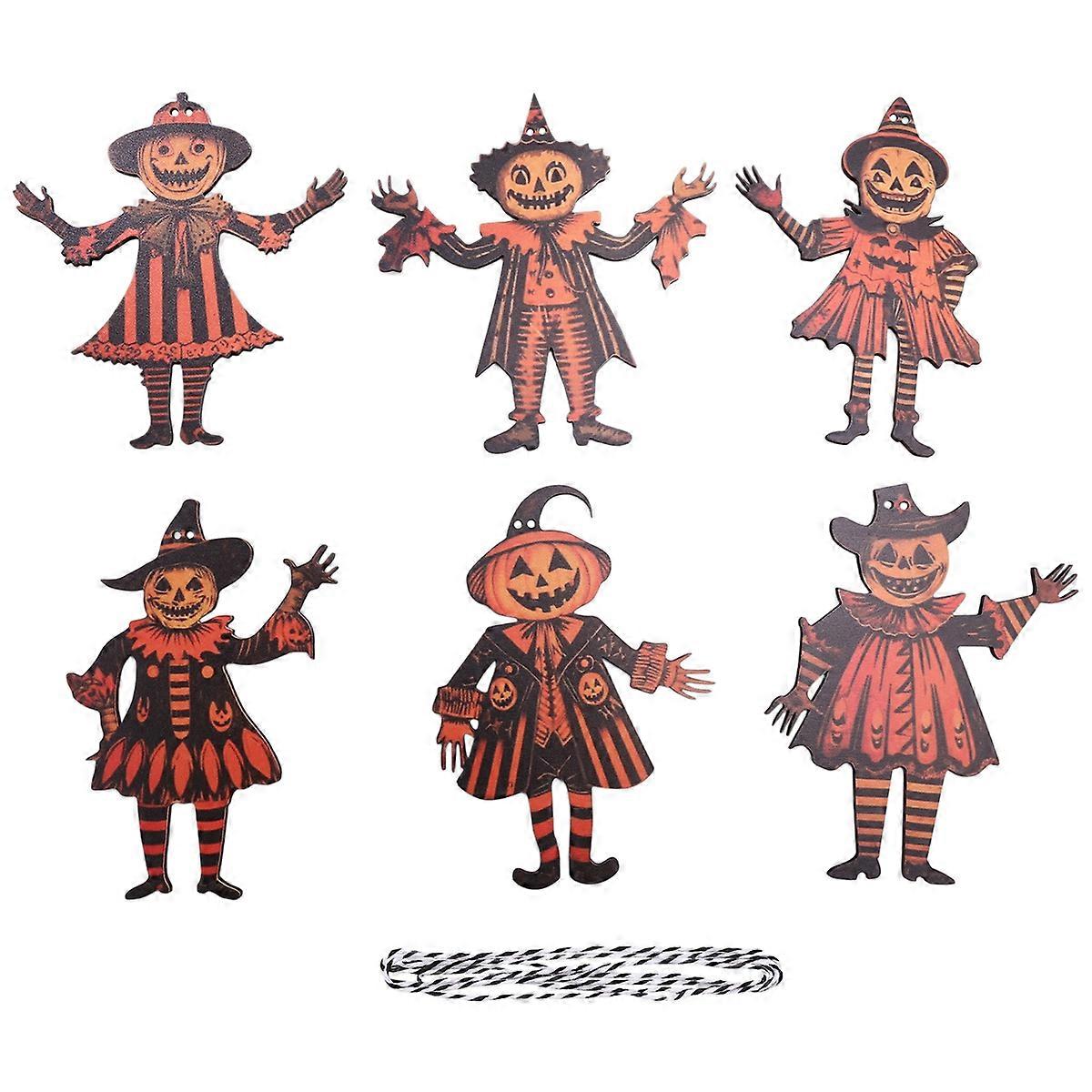 Halloween Vintage bunting wooden Banner Hangable With Rope A