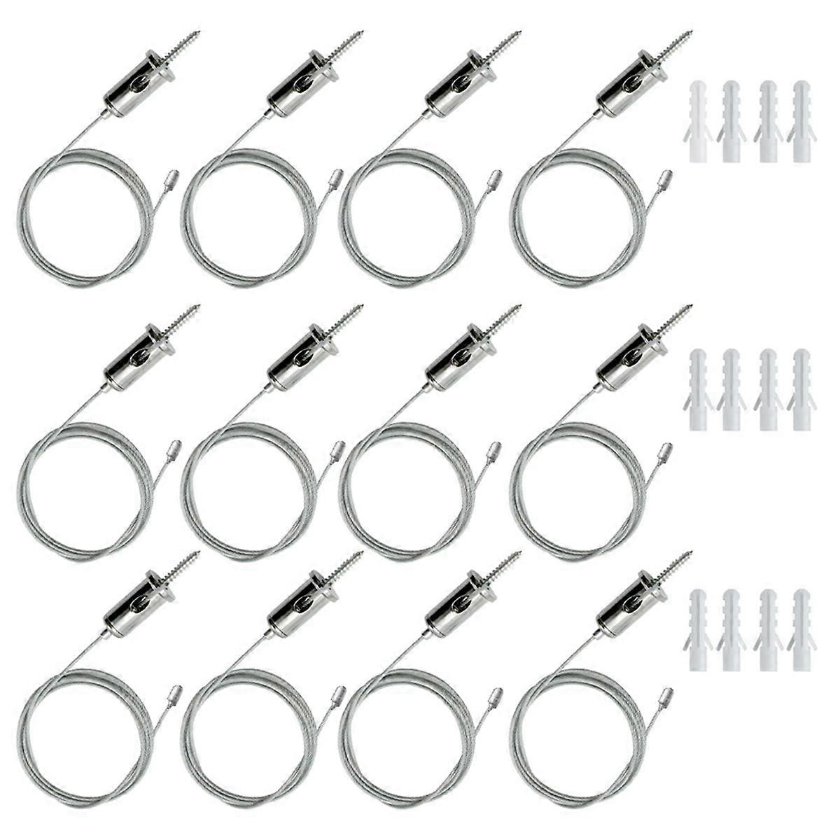 12 Sets Hexagon Garage Suspension Cables Kit Steel Hanging Chains, Honeycomb Light Connector Pendan