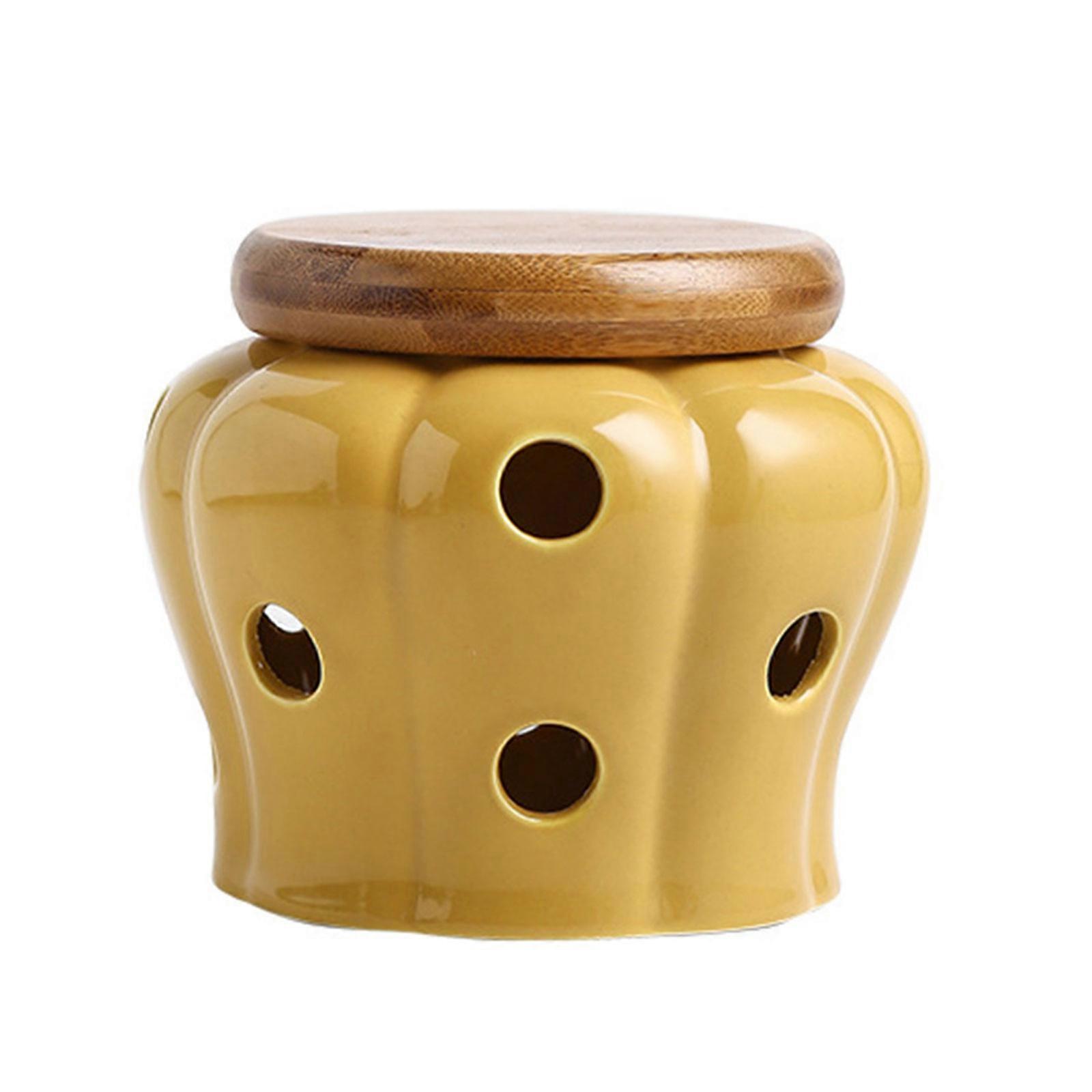 Stylish Storage Jar Handcrafted Hollow Container for Jewelry Garlic Ginger Container Candy Storage Box Jar with Lid Yellow