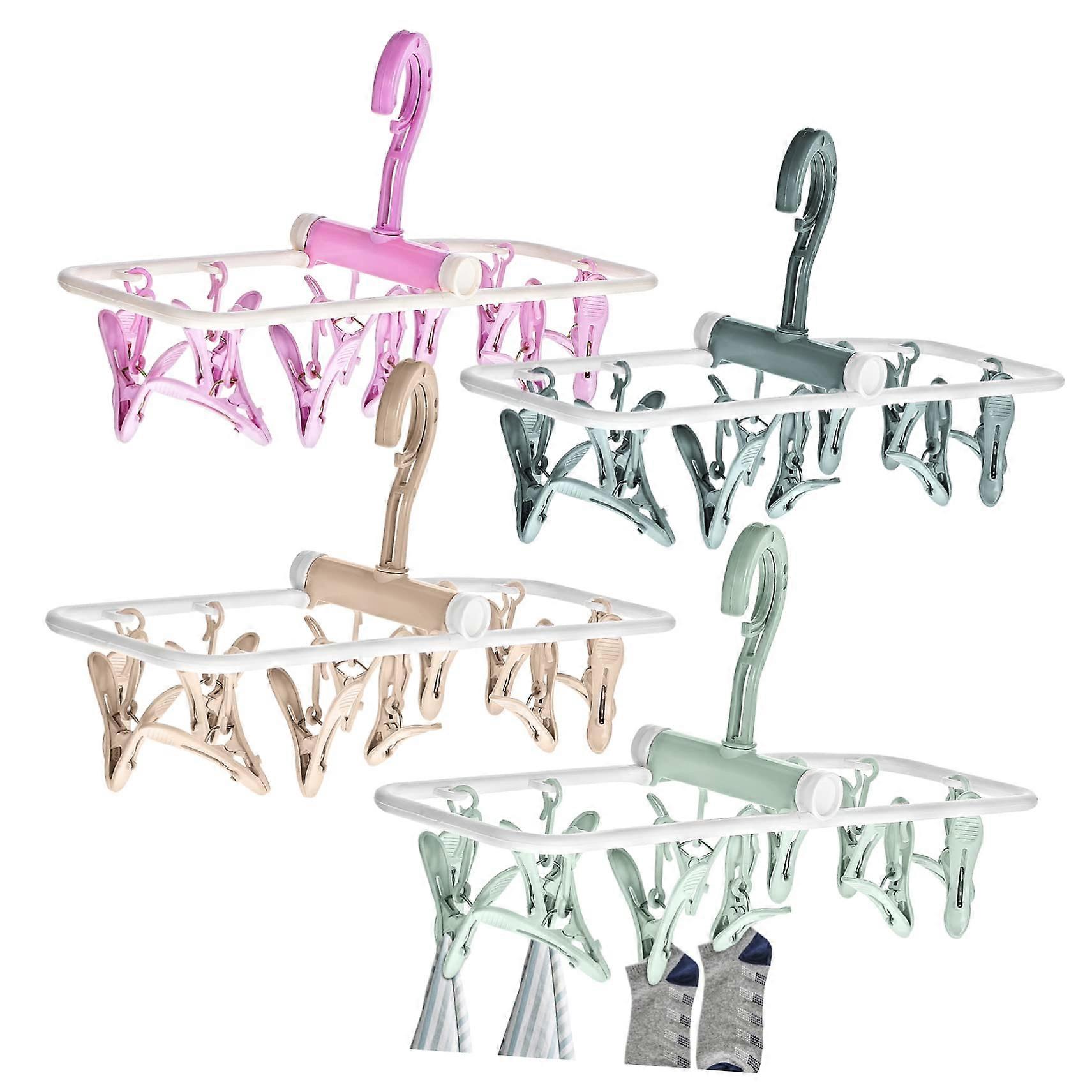 12 Clip Foldable Windproof Hangers for Laundry, Travel, Home Use - Lightweight, Durable, Space-Saving Design