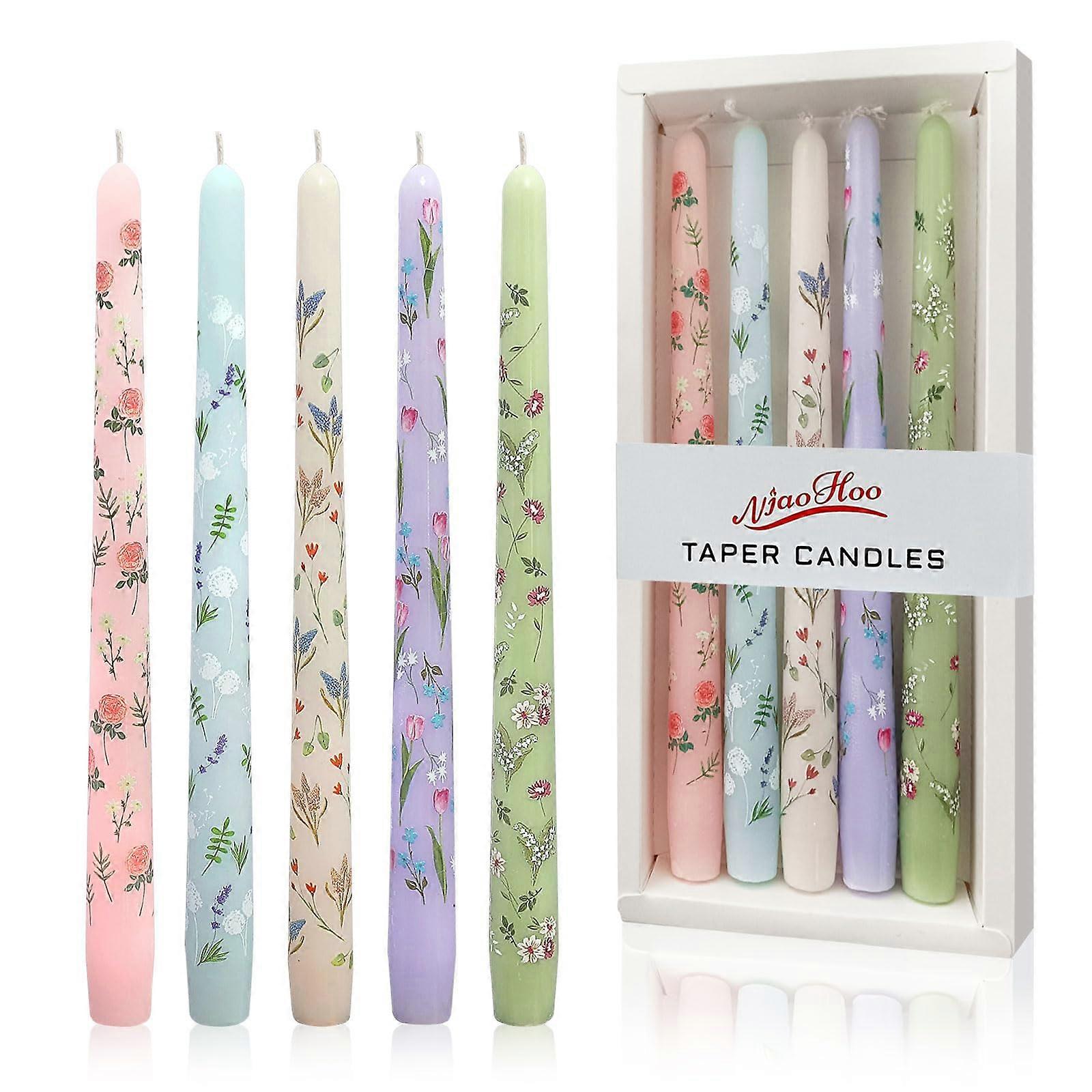 5 Pcs Floral Candlesticks for Home Decor 10 in