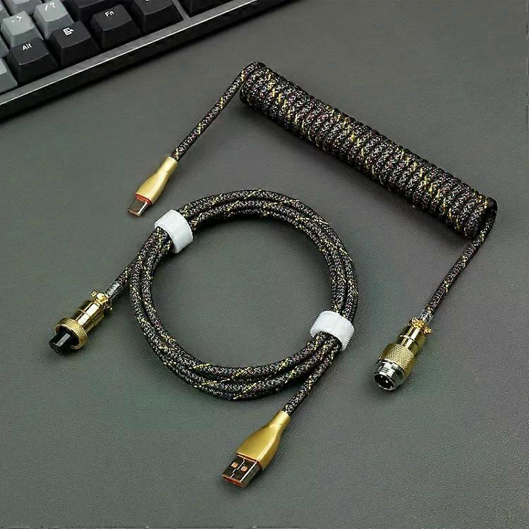 Mechanical Keyboard-Gold-Plated Spring Cable with Aerial Plug by
