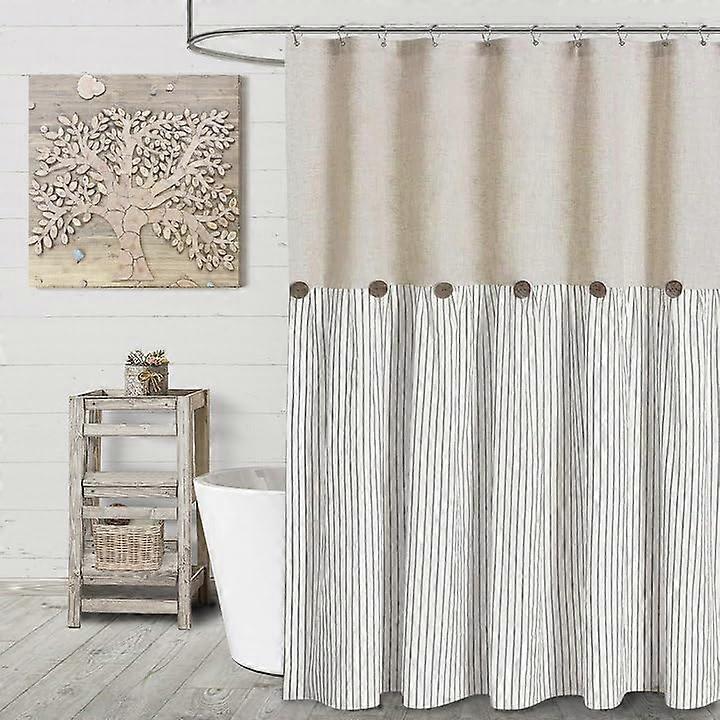Grey Stripe Shower Curtain for Bathroom Country Rustic Style 72'W x 72'L