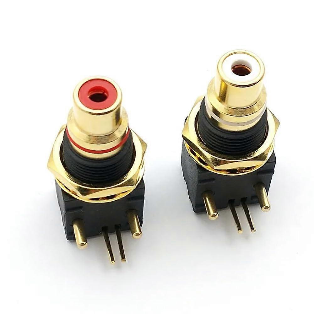 Wiring Connecting Terminals 2Pcs Gold Plated Copper 90 Degree RCA Female Jack PCB Socket Connector Audio Plug