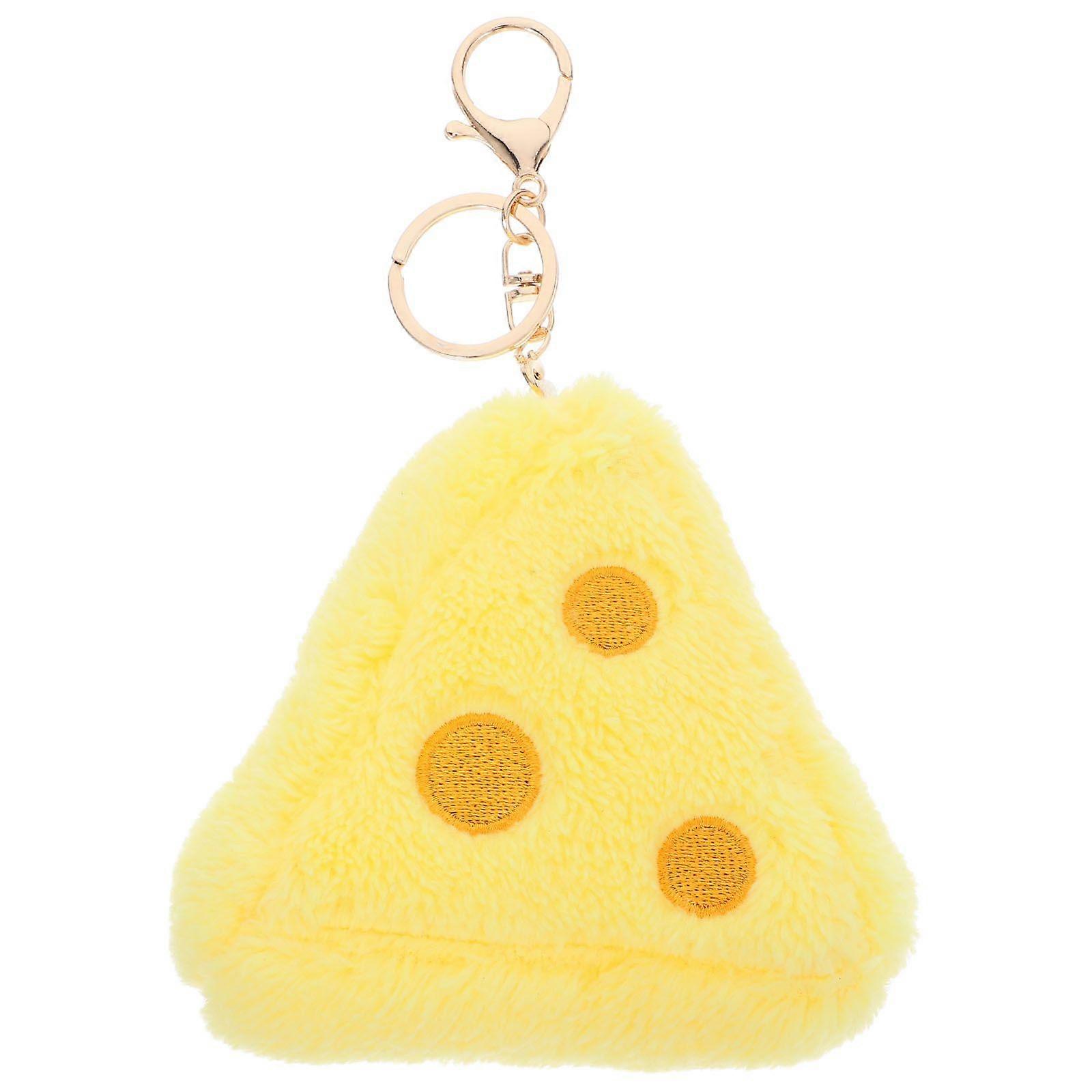 Cute Plush Cheese Keychain for Backpacks Fuzzy Charm Key Ring Funny Stuffed Cheese Pendant Soft Fluffy Keychain Decoration