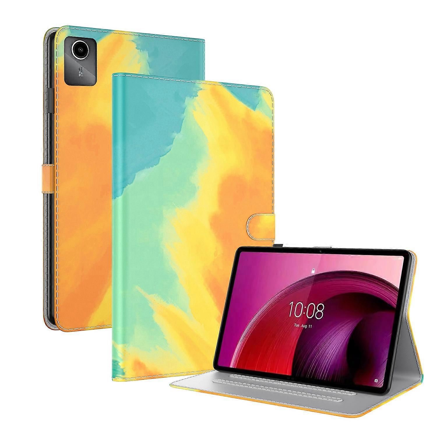 Watercolor Pattern Flip Leather Tablet Case