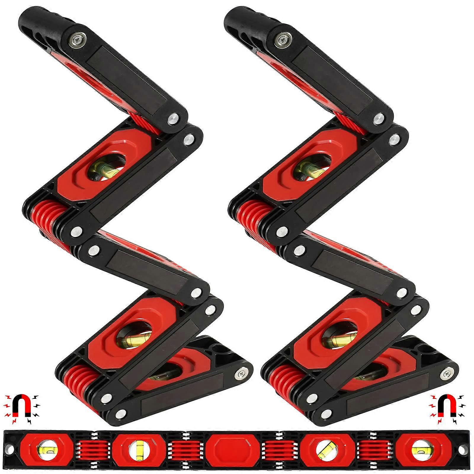 2 Set Multi Functional Folding Level Measuring 5 Section Magnetic Foldable Levels Tool