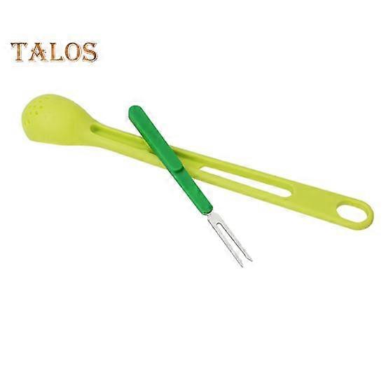 2-in-1 Slotted Spoon Fork Dishwasher Safe Long Handle Colander with Fork Easy to Clean Leaky Spoon Set for Kitchen Olives Cans Pickle