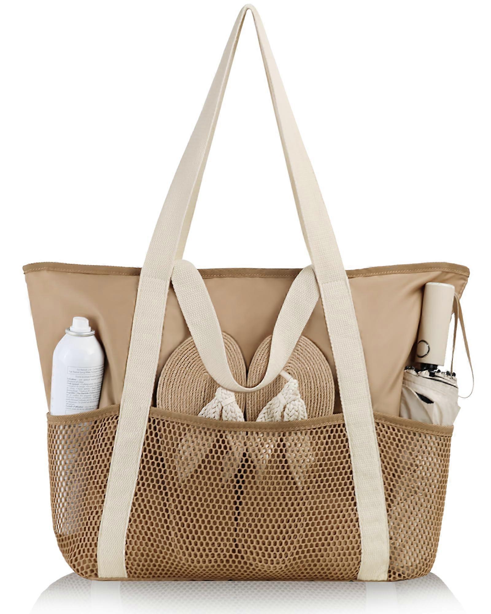 Large Waterproof Beach Bag with Adjustable Straps, Extra Roomy Design, Durable Material and Multiple Pockets