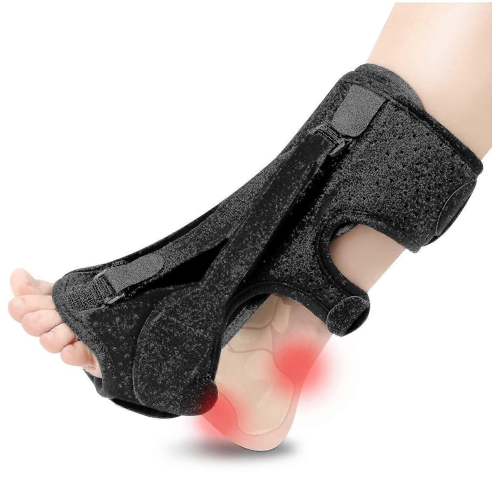Opgrader Plantar Fasciitis Natskinne, Plantar Fasciitis Relief Brace, 3 justerbare stropper Plantar Fasciitis Natskinne