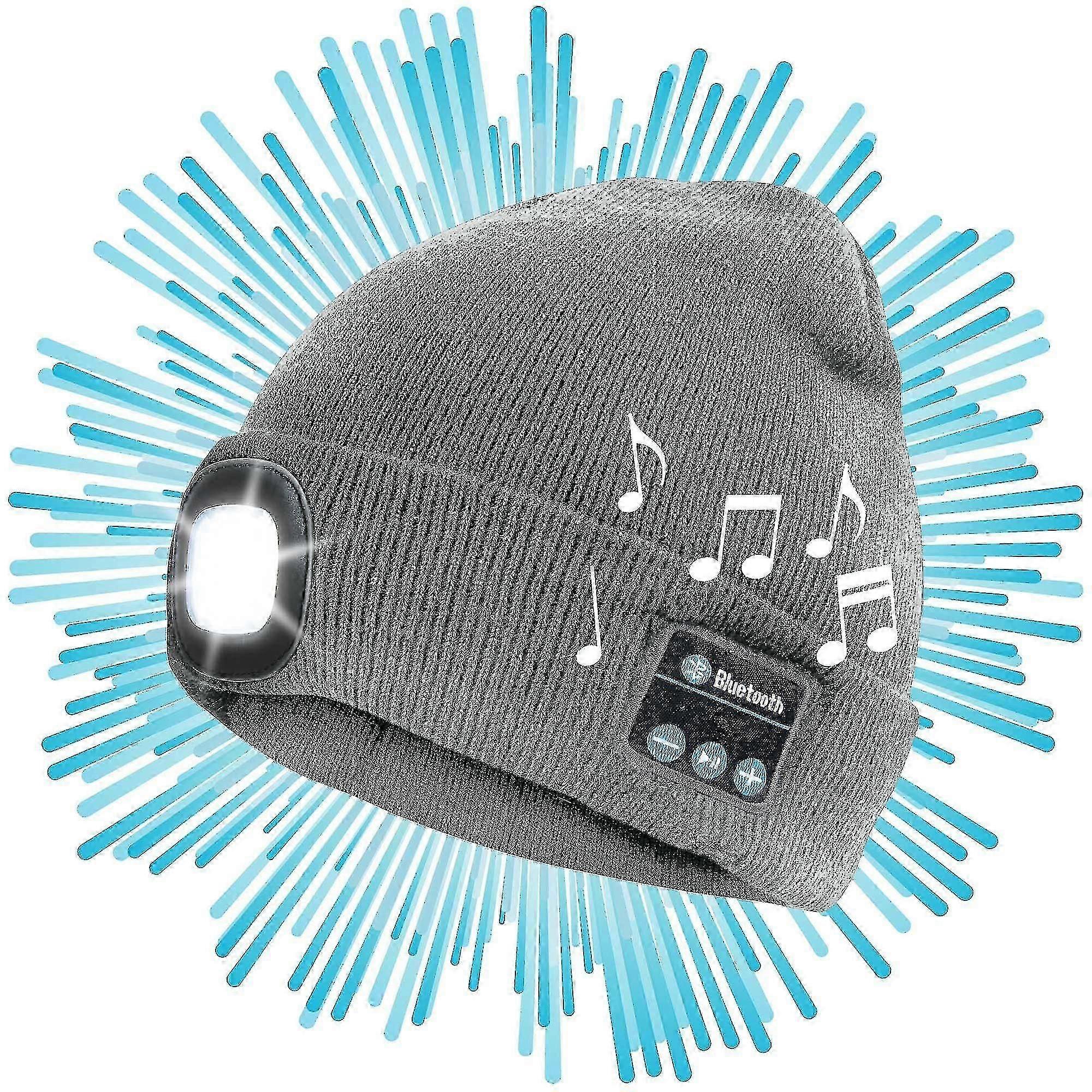 Bluetooth LED Beanie with Built-in Speakers, Rechargeable Winter Hat for Music/Hands-Free Calls_MM2