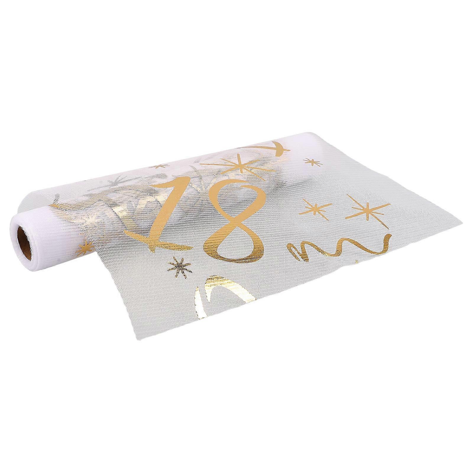 Gold Table Runner Disposable Polyester Golden for Party with Heat-Pressed Shine Design