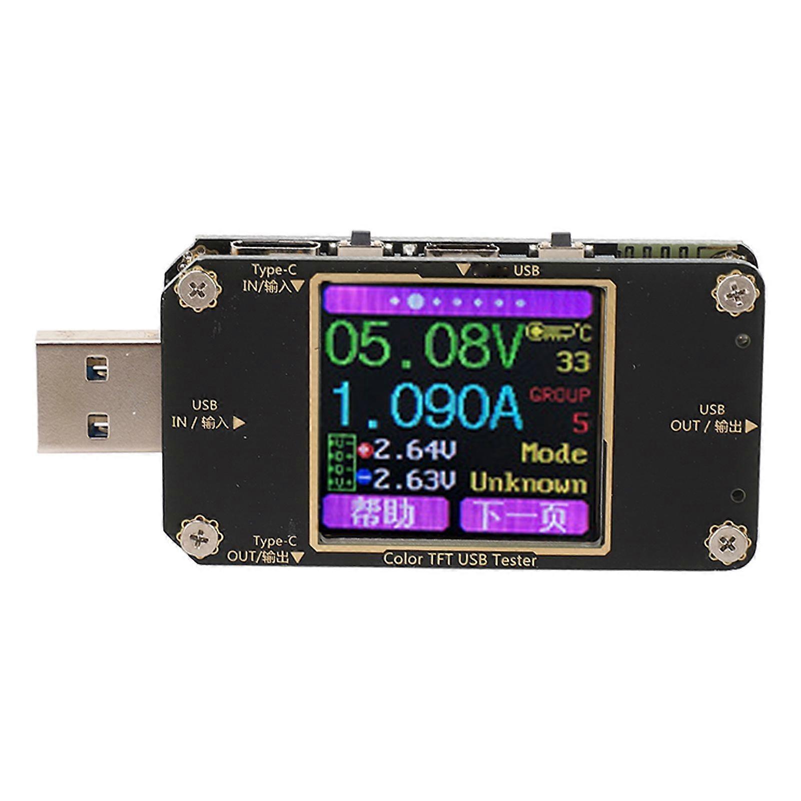 2025 Ultimo Modello USB Voltmetro Amperometro Display LCD a colori Tensione Corrente