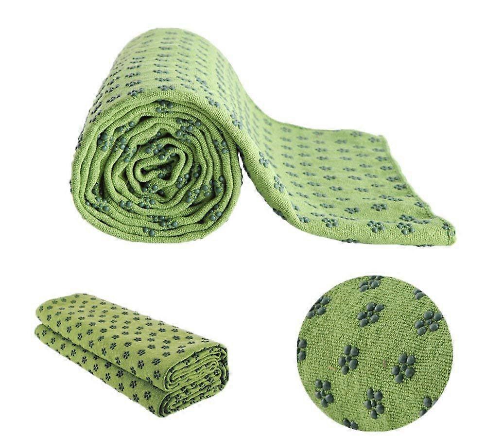 Yoga Towel For Yoga Mat, Non-Slip With Rubber Grip Tips, 61 Cm X 183 Cm, Green