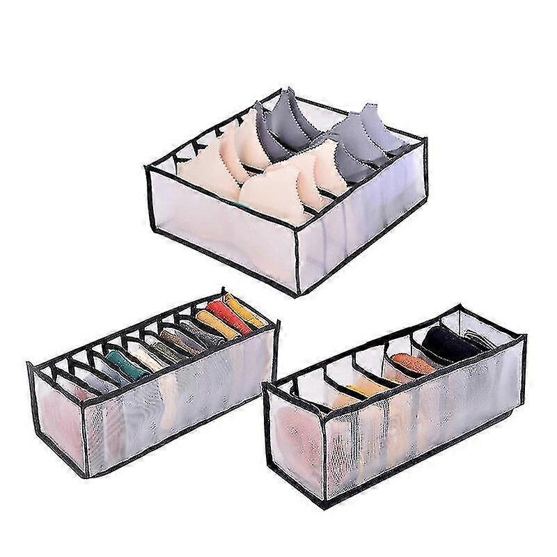 Εσώρουχα Bra Organizer Storage Box - 3 τεμ σετ για κάλτσες, κασκόλ, ντουλάπα - μαύρο