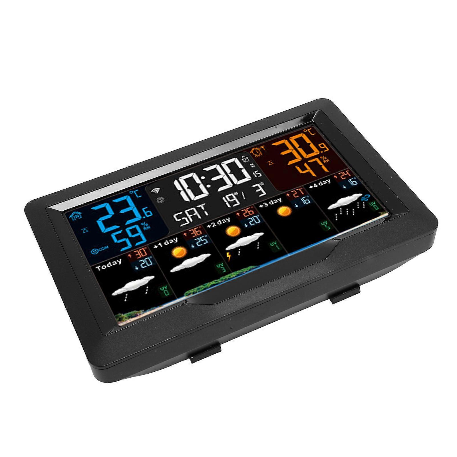 Smart Weather Clock WiFi Wireless Digital Weather Clock for Temperature Humidity Barometric Pressure Wind and Frost Alarms Time Date Weather 100‑240V