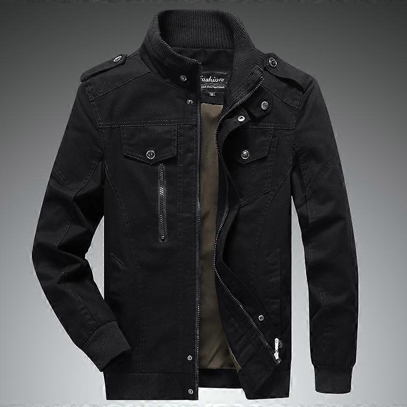 Spring and Autumn Men's Outdoor Large Size Jacket Casual Cotton Tooling Jacket Middle-aged and Youth Solid Color Multi-Pocket Top