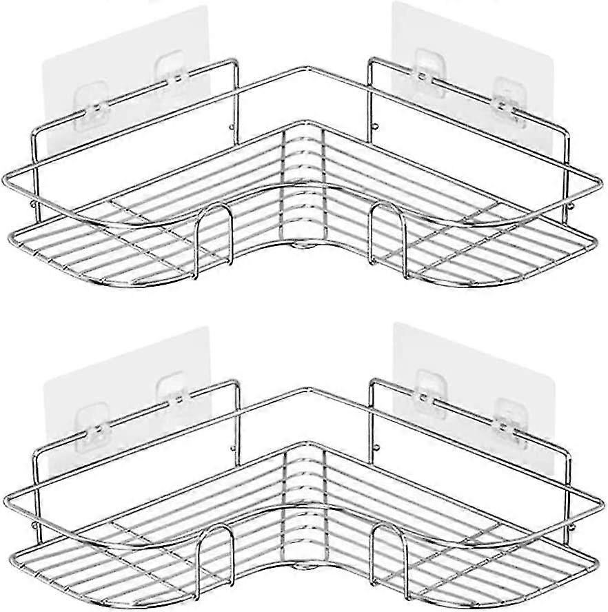 2-Pack 304 Stainless Steel Shower Corner Shelves, Adhesive Bathroom Wall Shelf