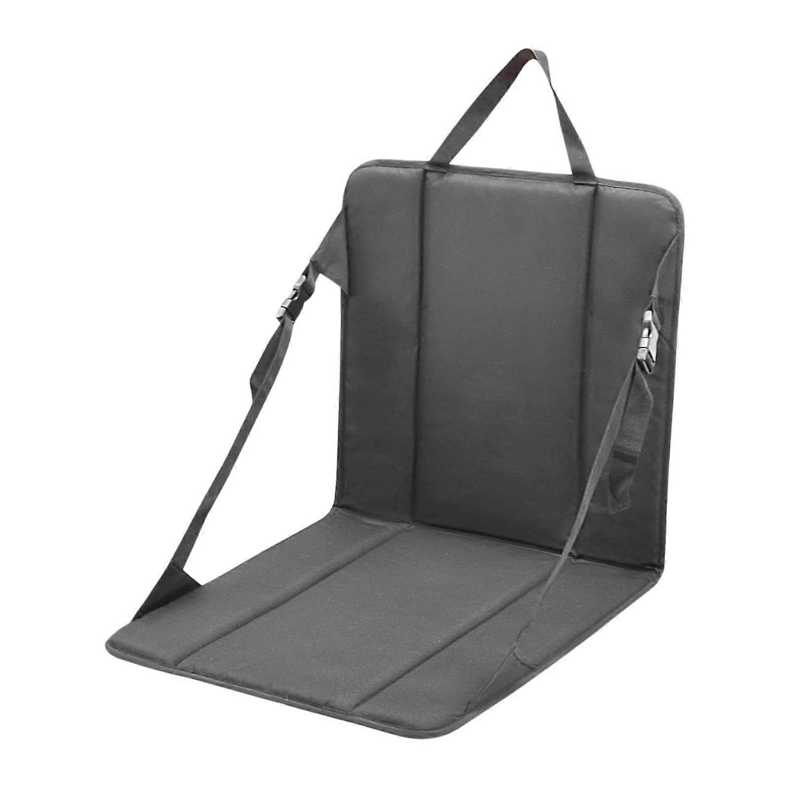 Bleacher Seat Folding Chair with Padded Backrest for Hiking, Concerts, and Yard Use, Black Color, Comfortable Design