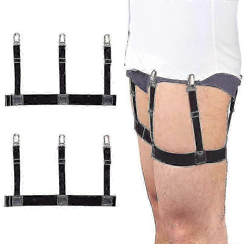 Erkek Gömlek Askıları - Kaymaz Klipsli Ayarlanabilir Elastik Jartiyerler (1 Çift, Siyah)