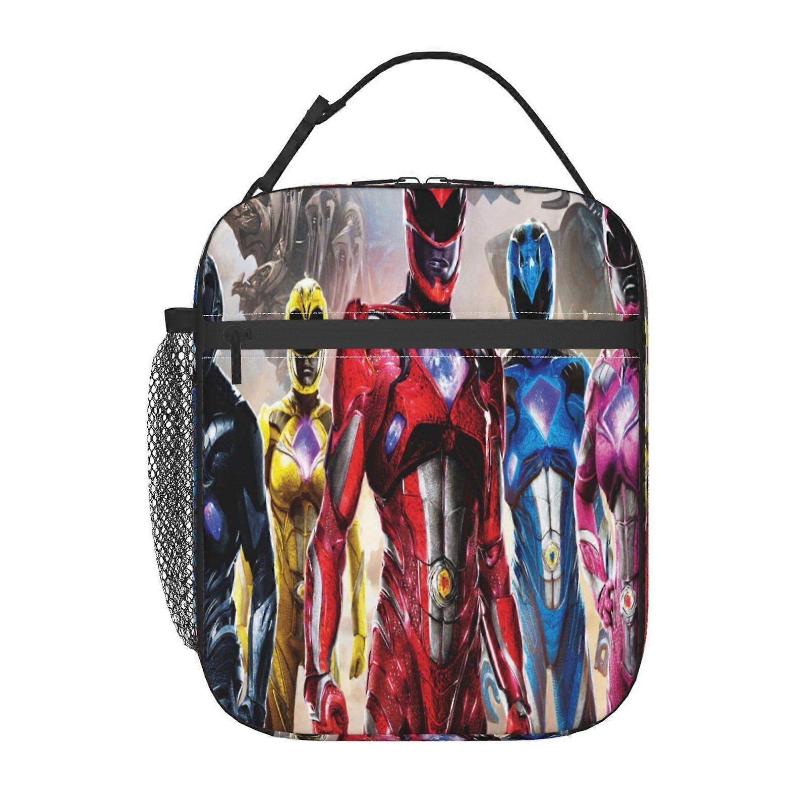 q23 Power Rangers The Animated Series Lunch Bag Large Thermal Tote with Shoulder Strap, Leakproof Food Container for Work Picnic Beach (26x20x12cm) j2