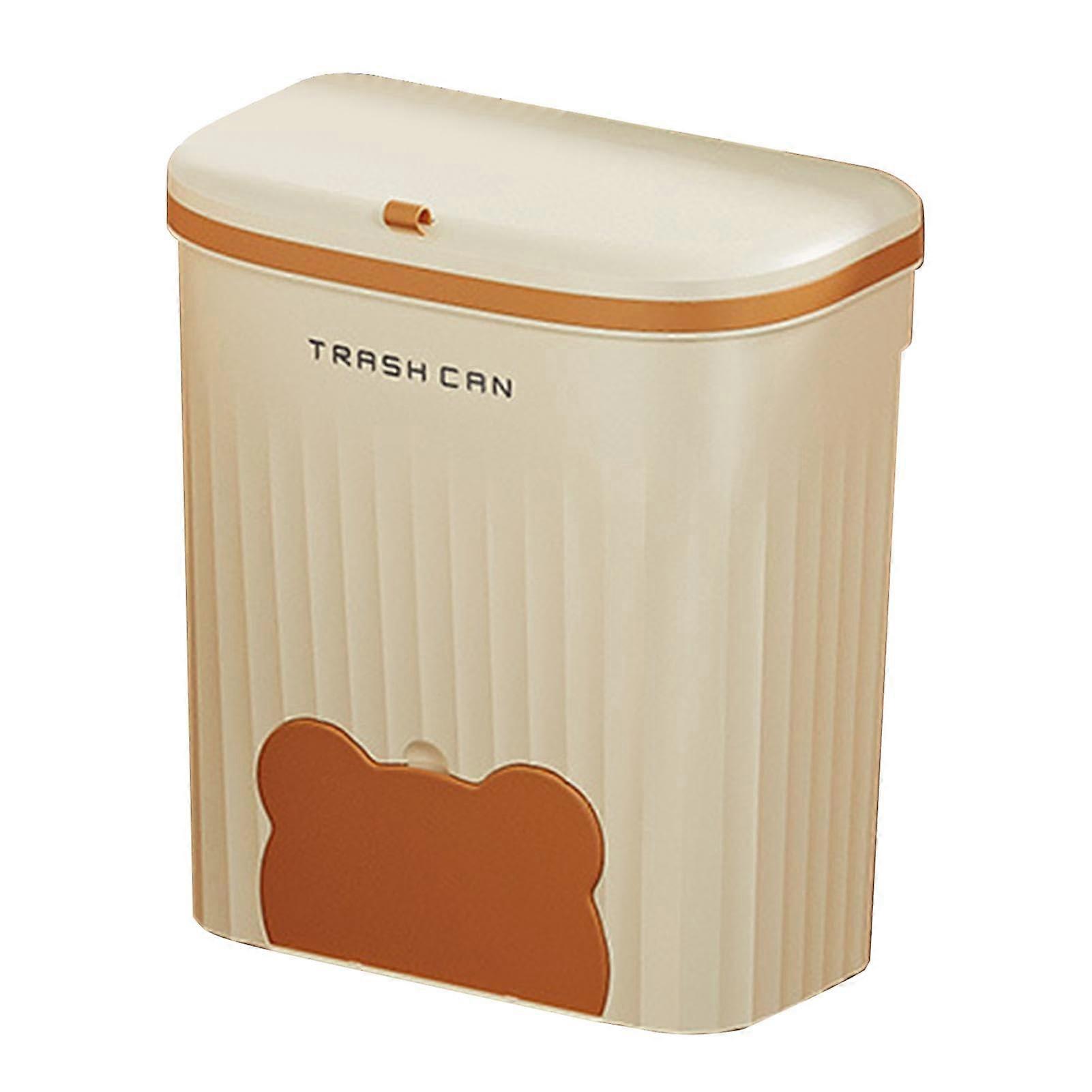 Hanging Trash Can with Lid Desk Bin, Table Bin,, Desk Bin, with Lid for Washbasin Creamy