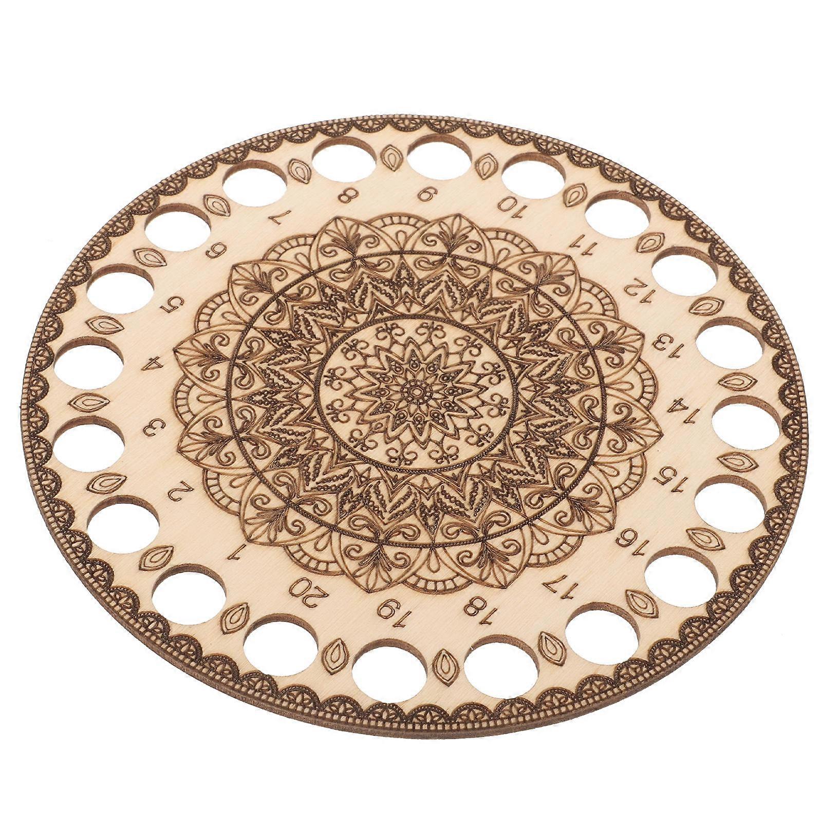 منظم خيط التطريز حامل خيط خشبي متقاطع للكروشيه الحياكة DIY أصفر فاتح 14.00X14.00X0.30 سم تنظيم الموضوع 1 قطعة