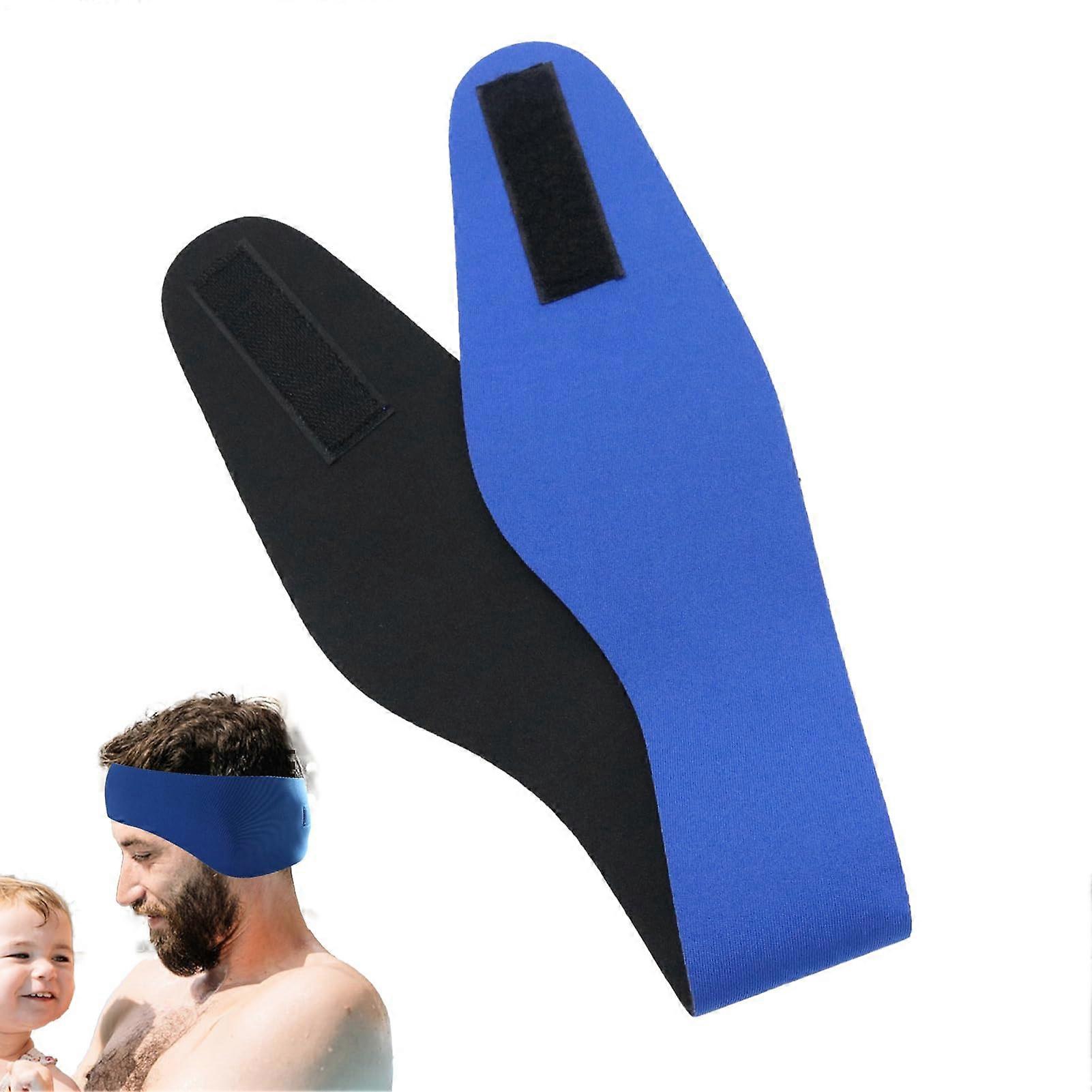 Adjustable Swimming Band with Ear Protection, Breathable Protective Band for All Ages Blue