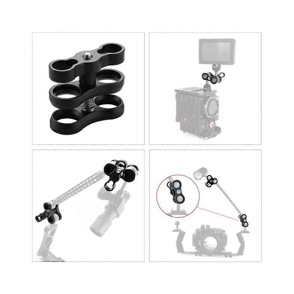 1" Ball Clamp Dual Holder for GoPro & Diving Lights - 360° Rotating Underwater Mount