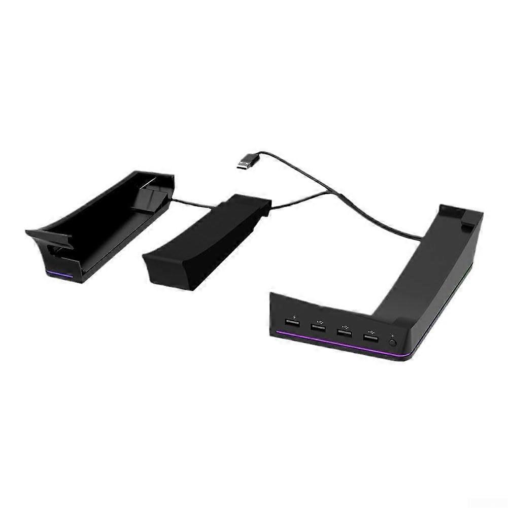 ExtensionDockMount for PS5 Pro Stationary Stand with 14 settings and four easily accessible USB ports (black) black