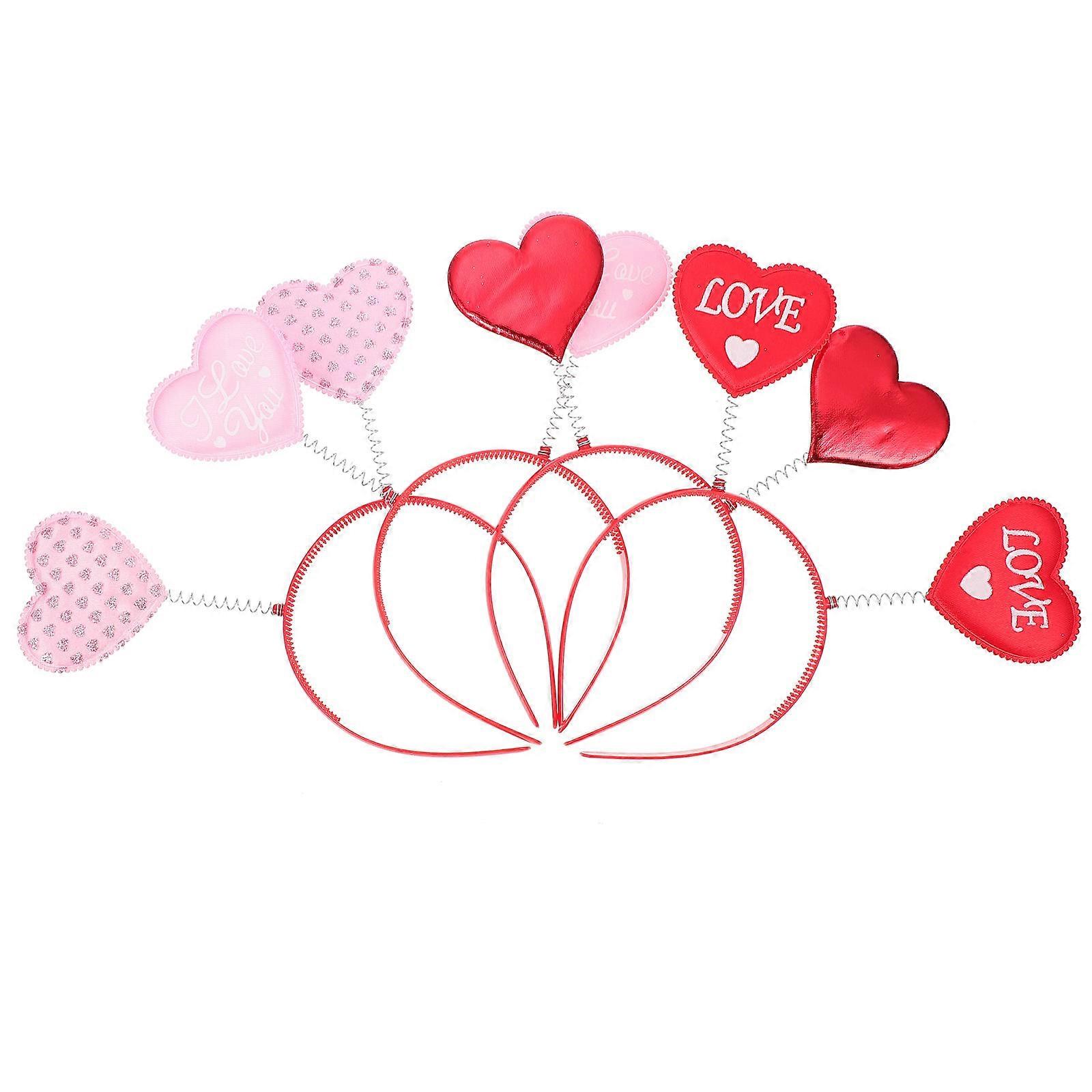 Creative Party Chic Headbands Valentine's Day Love Heart Headwear Assorted Color 4Set